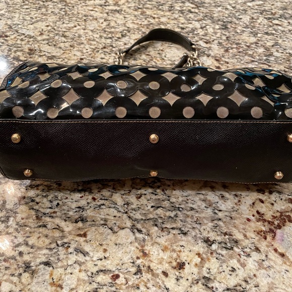 ERIC JAVITS Blk Patent Circle Metallic Gold Mesh - Picture 5 of 5